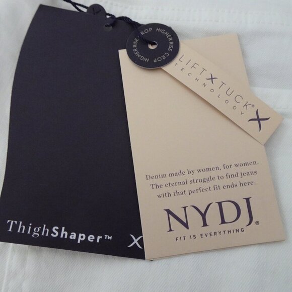 NYDJ Cropped Jeans Women's Plus Size 14W White Stretch Denim Marilyn Straight - Picture 8 of 13